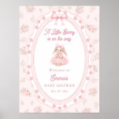 Little Bunny On The Way Girl Baby Shower Welcome ポスター (正面)