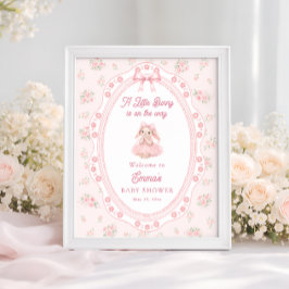 Little Bunny On The Way Girl Baby Shower Welcome ポスター