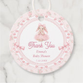 Little Bunny Pink Baby Shower Thank you フェイバータグ (正面)