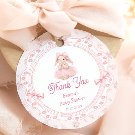 Little Bunny Pink Baby Shower Thank you フェイバータグ