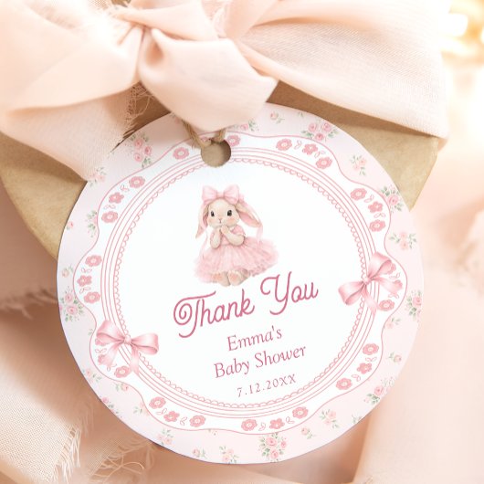 Little Bunny Pink Baby Shower Thank you フェイバータグ