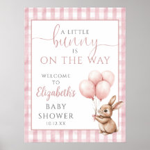 Little Bunny Pink Baby Shower Welcome Sign