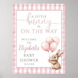 Little Bunny Pink Baby Shower Welcome Sign ポスター