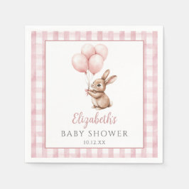 Little Bunny Pink Balloons Girl Baby Shower スタンダードカクテルナプキン