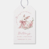 Little Bunny Pink Bow Baby Shower ギフトタグ (正面)