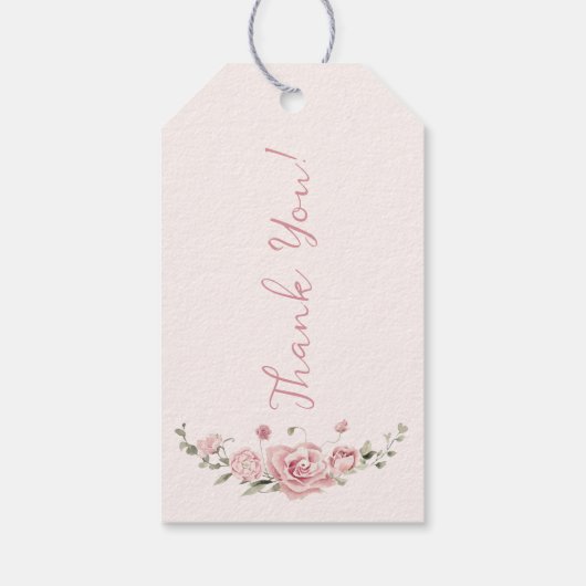 Little Bunny Pink Bow Baby Shower ギフトタグ (裏面)