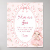 Little Bunny Pink Bow Baby Shower Mom-osa Bar ポスター (正面)