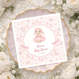 Little Bunny Pink Floral Girl Baby Shower スタンダードカクテルナプキン