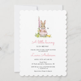 Little Bunny Pink Girl Baby Shower 招待状