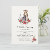 Little Bunny Red Anemoneバーチャル赤ちゃんシャワー 招待状 (スタンド正面)