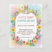 Little Bunny Spring Floral Baby Shower ポストカード (正面)