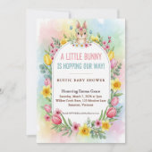 Little Bunny Spring Floral Baby Shower 招待状 (正面)