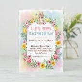 Little Bunny Spring Floral Baby Shower 招待状 (スタンド正面)