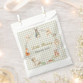 Little Bunny Woodland Animals Gingham Baby Shower フェイバーバッグ (クリップ留めされた状態)