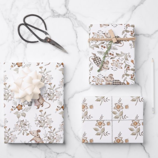 Little Busy Brown Mice Baby ラッピングペーパーシート (正面)