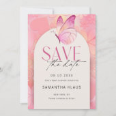 Little Butterfly Baby Shower Save the Date 招待状 (正面)