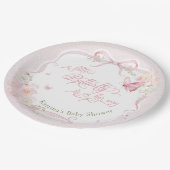 Little Butterfly Bloom Girl Baby Shower ペーパープレート (アングル)