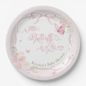 Little Butterfly Bloom Girl Baby Shower ペーパープレート (正面)