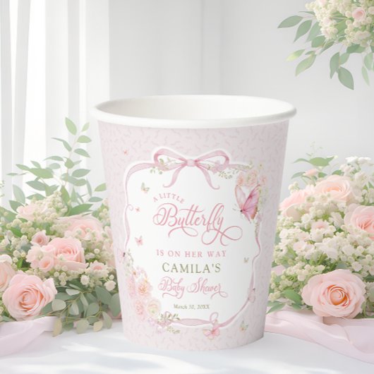 Little Butterfly Girl Baby Shower 紙コップ