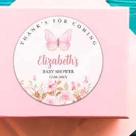 Little Butterfly is on the Way, Baby Shower  ラウンドシール