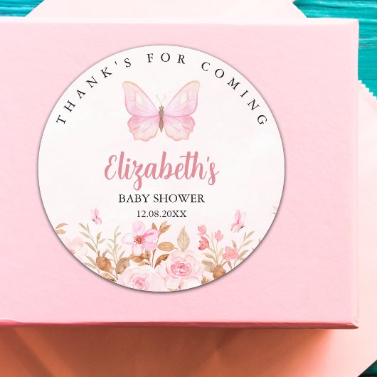 Little Butterfly is on the Way, Baby Shower  ラウンドシール