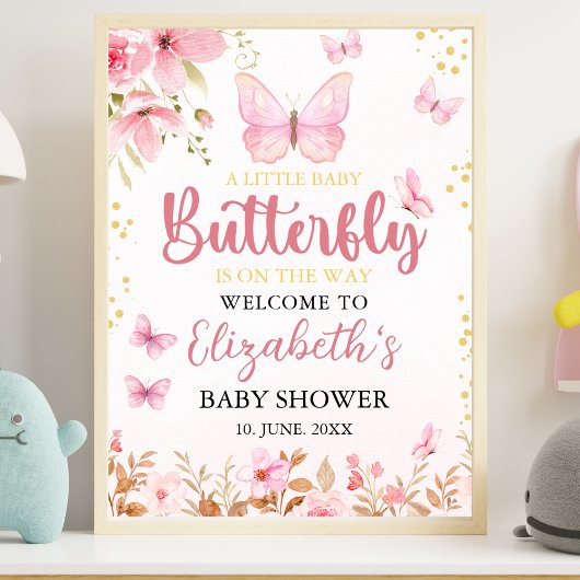 Little Butterfly is on the Way, Baby Shower Girl ポスター