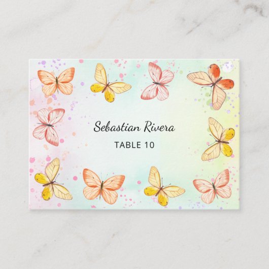 Little Butterfly Magic Girl Birthday Place Cards プレイスカード (正面)