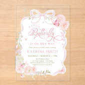 Little Butterfly Pink Baby Shower アクリル招待状 (正面)