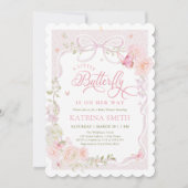 Little Butterfly Pink Baby Shower Invitation 招待状 (正面)