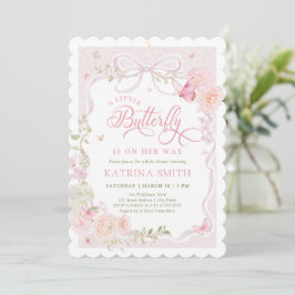 Little Butterfly Pink Baby Shower Invitation 招待状
