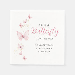Little Butterfly Pink Girl Baby Shower スタンダードカクテルナプキン