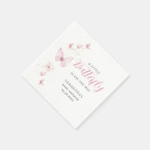 Little Butterfly Pink Girl Baby Shower スタンダードカクテルナプキン (角)