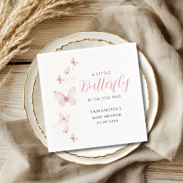Little Butterfly Pink Girl Baby Shower スタンダードカクテルナプキン