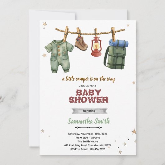 Little Camper Baby Shower Invitation 招待状 (正面)