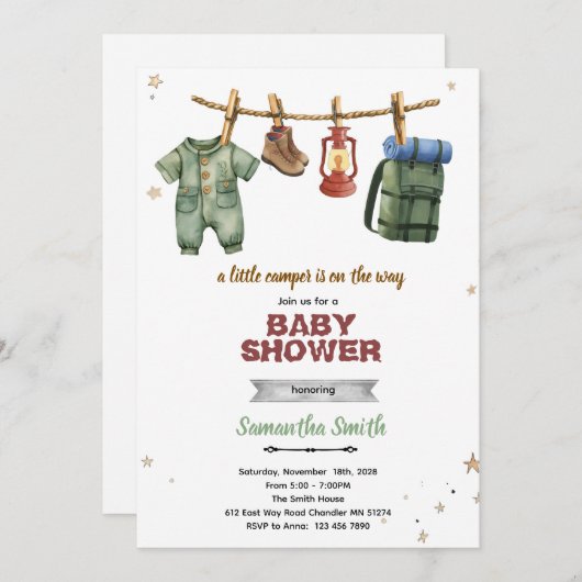 Little Camper Baby Shower Invitation 招待状 (正面/裏面)