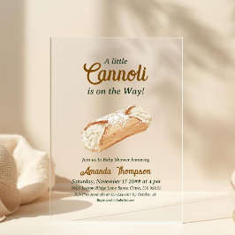 Little Cannoli Neutral Beige Italian Baby Shower アクリル招待状