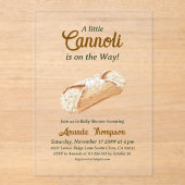 Little Cannoli Neutral Beige Italian Baby Shower アクリル招待状 (正面)