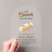 Little Cannoli Neutral Beige Italian Baby Shower アクリル招待状 (インサイチュ (ポータブル))
