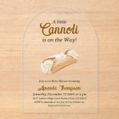 Little Cannoli Neutral Beige Italian Baby Shower アクリル招待状 (正面)