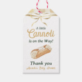 Little Cannoli Neutral Beige Italian Baby Shower ギフトタグ (正面)
