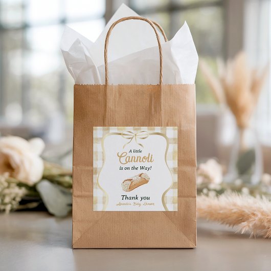 Little Cannoli Neutral Beige Italian Baby Shower スクエアシール