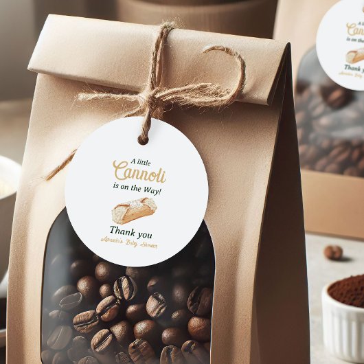 Little Cannoli Neutral Beige Italian Baby Shower フェイバータグ