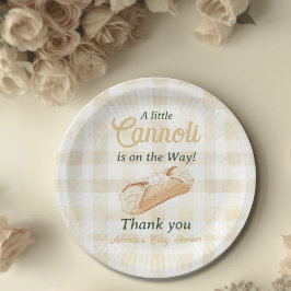 Little Cannoli Neutral Beige Italian Baby Shower ペーパープレート