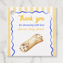 Little Cannoli Yellow Blue Italian Baby Shower フェイバータグ