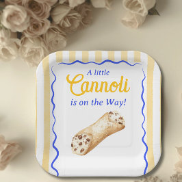 Little Cannoli Yellow Blue Italian Baby Shower ペーパープレート