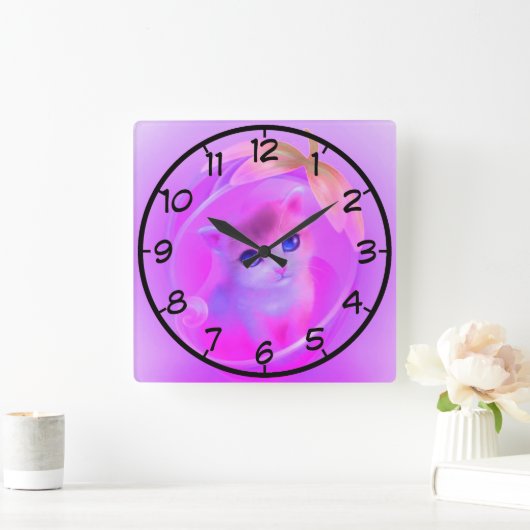 little cat スクエア壁時計 (ホーム)