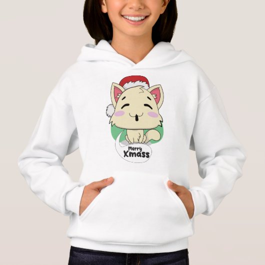 Little Cat Merry Christmass Hoodie (正面)