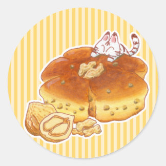 Little Cat & Walnut bread ラウンドシール