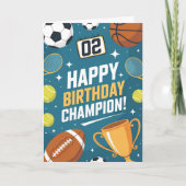 Little Champion Blue Sports Birthday カード (正面)