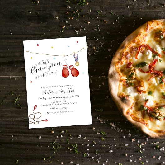 Little Champion Medal Boxing Sport Baby Shower  招待状